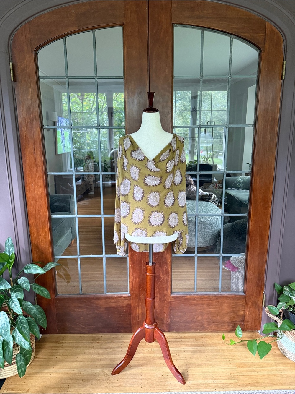 Free People Cowling Around Blouse in Goldenrod Combo
